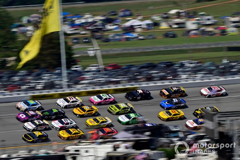 Michael McDowell, Front Row Motorsports, Love's Travel Stops Ford Mustang, Austin Cindric, Team Penske, Discount Tire Ford Mustang, Alex Bowman, Hendrick Motorsports, Ally Chevrolet Camaro and Daniel Hemric, Kaulig Racing, Cirkul Chevrolet Camaro