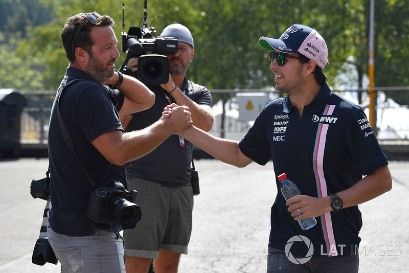 Sergio Perez, Force India and James Moy, Photographer