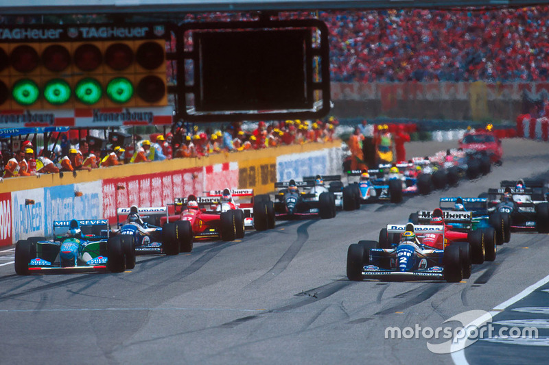 Start: Ayrton Senna, Williams FW16, Michael Schumacher, Benetton B194