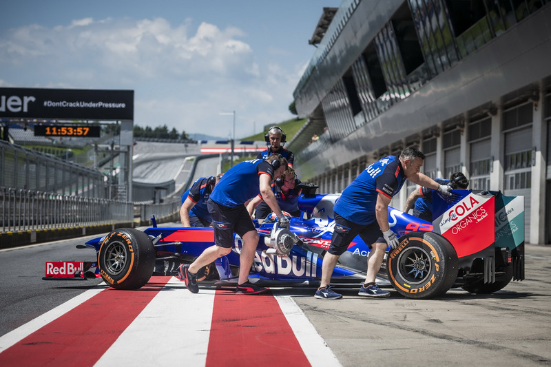 Marc Marquez drives a Toro Rosso F1