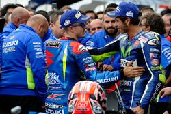 Race winner Maverick Viñales, Team Suzuki MotoGP, third place Valentino Rossi, Yamaha Factory Racing