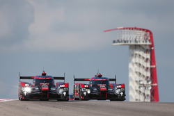 #7 Audi Sport Team Joest Audi R18: Marcel Fässler, Andre Lotterer, Benoit Tréluyer, #8 Audi Sport Team Joest Audi R18 e-tron quattro: Lucas di Grassi, Loic Duval, Oliver Jarvis