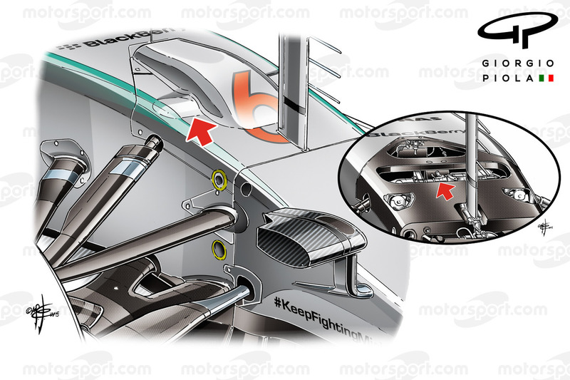 Bagian depan suspensi Mercedes W06