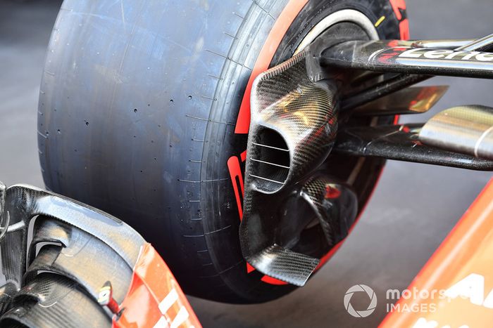 Ferrari SF71H detalle del conducto del freno delantero