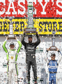 Spencer Pigot, Ed Carpenter Racing Chevrolet, James Hinchcliffe, Schmidt Peterson Motorsports Honda, Takuma Sato, Rahal Letterman Lanigan Racing Honda, podium