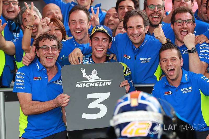 Il terzo classificato Alex Rins, Team Suzuki MotoGP, Davide Brivio