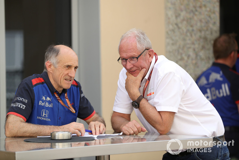 Franz Tost, Scuderia Toro Rosso Team Principal and Dr Helmut Marko, Red Bull Motorsport Consultant 