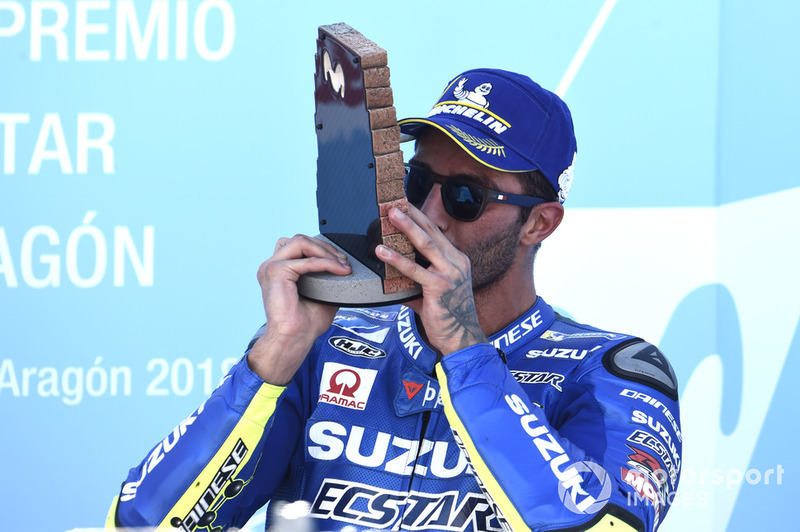 Podio: il terzo classificato Andrea Iannone, Team Suzuki MotoGP