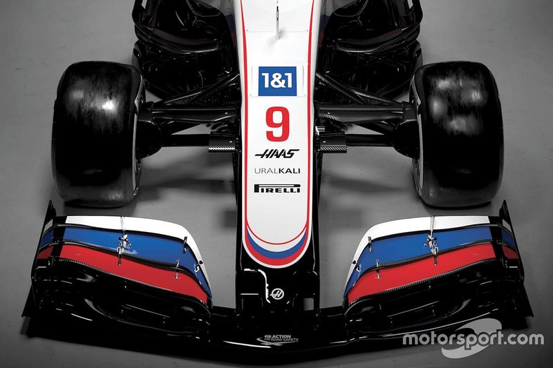 Detalle del alerón delantero del Haas VF-21