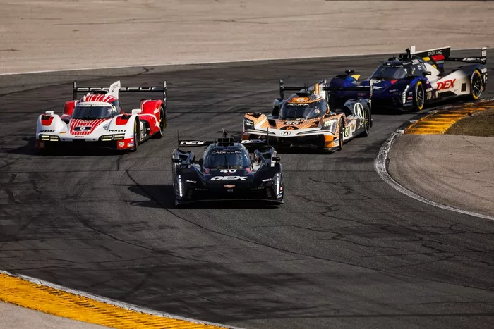 #40 Cadillac Wayne Taylor Racing Cadillac V-Series.R: Jordan Taylor, Louis Deletraz, Colton Herta, #6 Porsche Penske Motorsport Porsche 963: Laurens Vanthoor, Kevin Estre, Matt Campbell, #60 Acura Meyer Shank Racing w/Curb Agajanian Acura ARX-06: Tom Blom