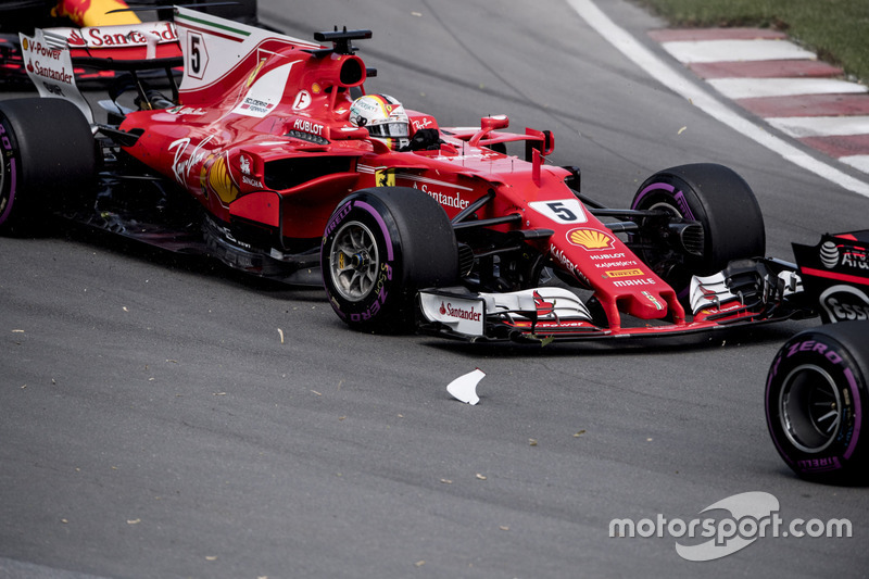 Sebastian Vettel, Ferrari SF70H, crash