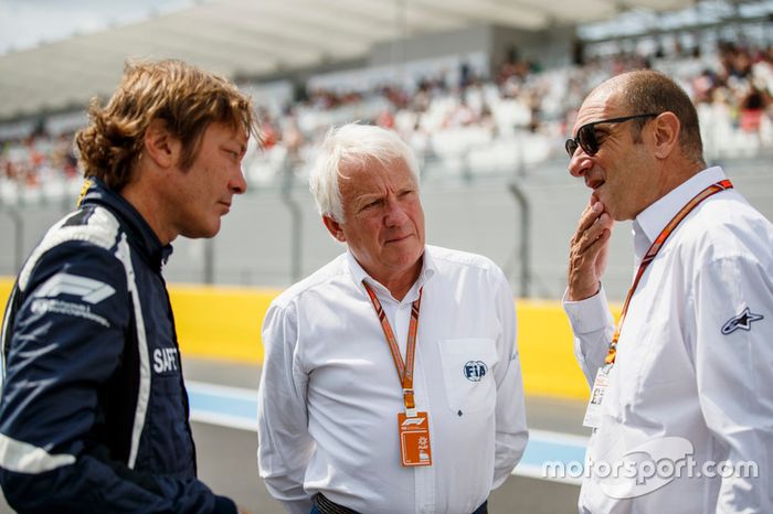 Charlie Whiting, Race Director, FIA, Bruno Michel, and Marco Codello