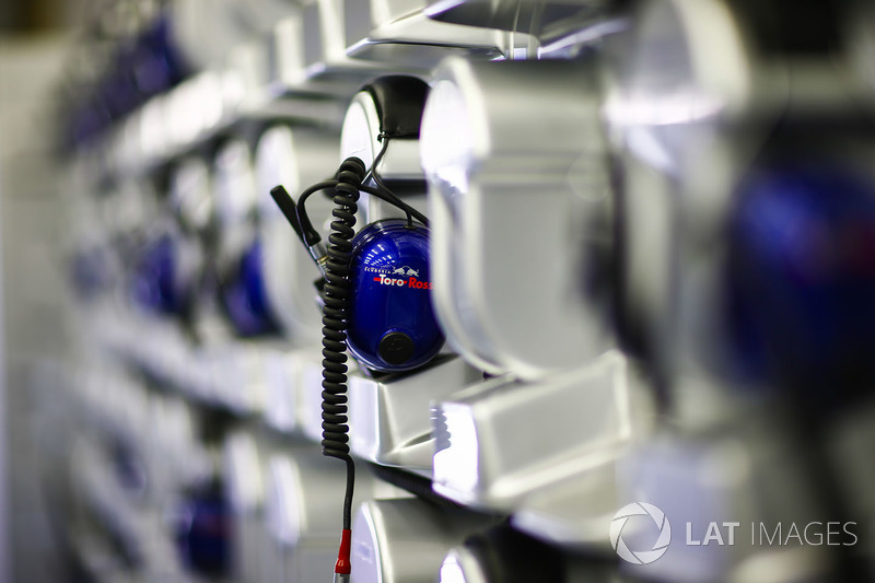 Toro Rosso headphones in the garage