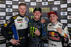 Le vainqueur Andreas Bakkerud, Hoonigan Racing Division, le deuxième Johan Kristoffersson, Volkswagen Team Sweden, le troisième Toomas Heikkinen, EKS RX