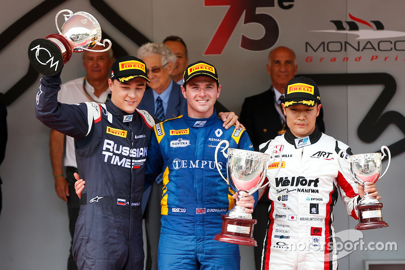 Oliver Rowland, DAMS; Artem Markelov, RUSSIAN TIME; Nobuharu Matsushita, ART Grand Prix