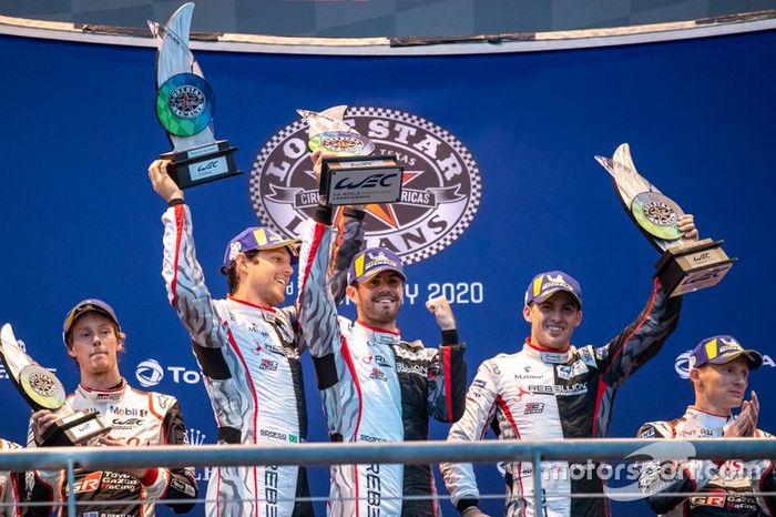 #1 Rebellion Racing - Rebellion R13 - Gibson: Bruno Senna, Gustavo Menezes, Norman Nato Podium