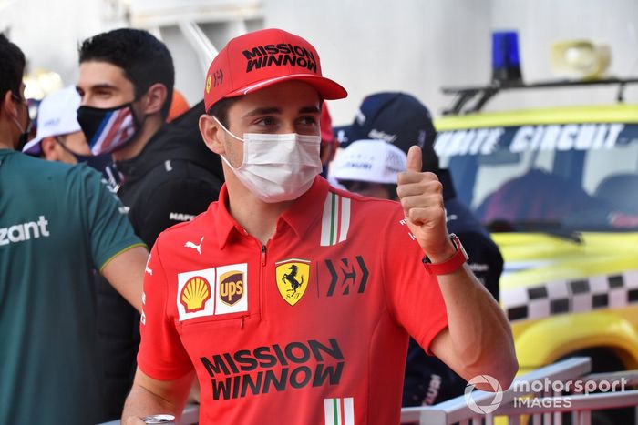 Charles Leclerc, Ferrari en el desfile de pilotos
