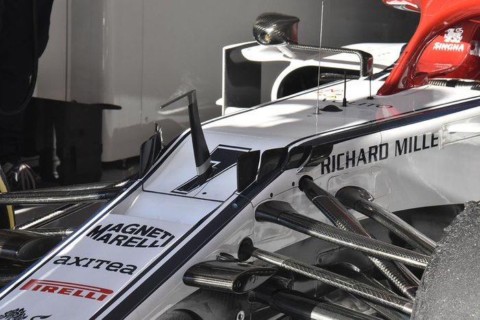 Detalle del alerón delantero del Alfa Romeo Racing C38 