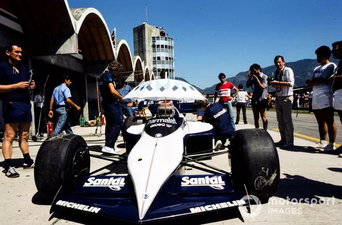 Nelson Piquet, Brabham BT53 BMW, with Paul Rosche of BMW