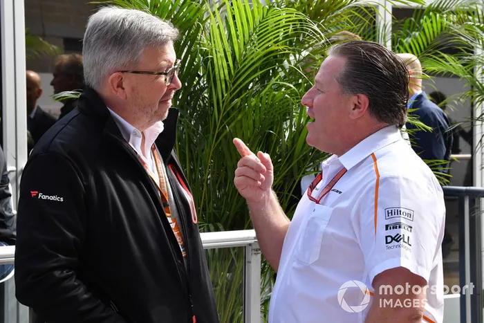 Ross Brawn, Formula One Director General de Motorsports y Zak Brown, McLaren Racing CEO 