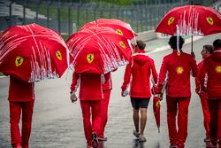 Sebastian Vettel, Ferrari walks the track with the team