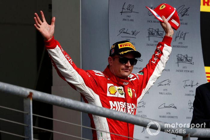 Podio: ganador de la carrera Kimi Raikkonen, Ferrari
