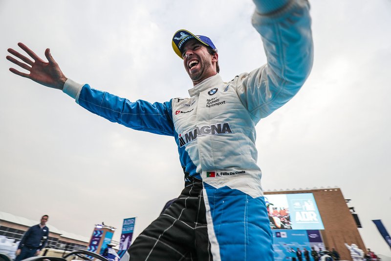 Antonio Felix da Costa, BMW I Andretti Motorsports celebrates victory in parc ferme