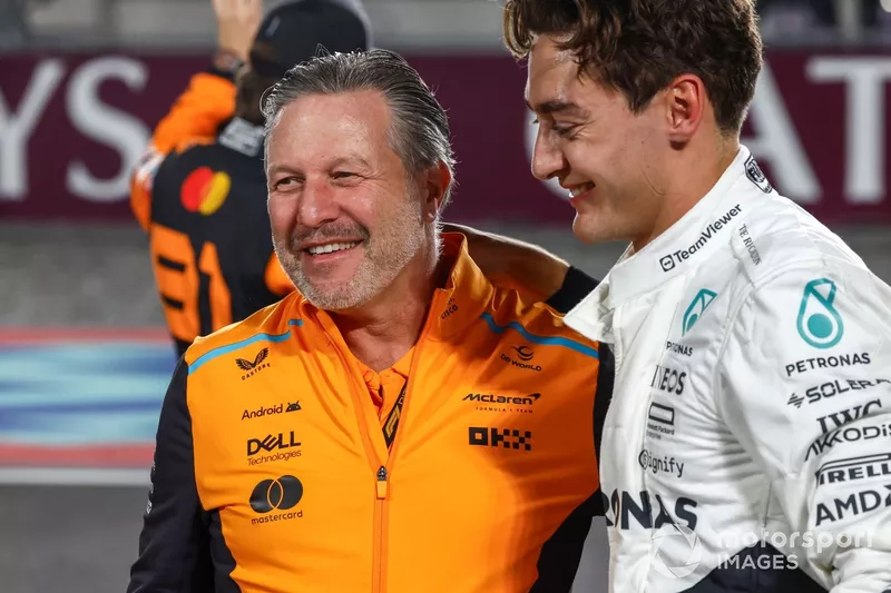 Zak Brown, PDG, McLaren Racing, George Russell, Mercedes-AMG F1 Team