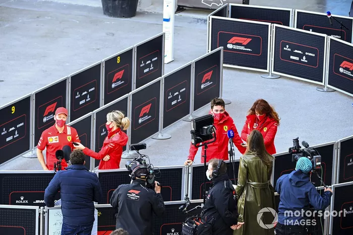 Sebastian Vettel, Ferrari e Charles Leclerc, Ferrari parlano ai media