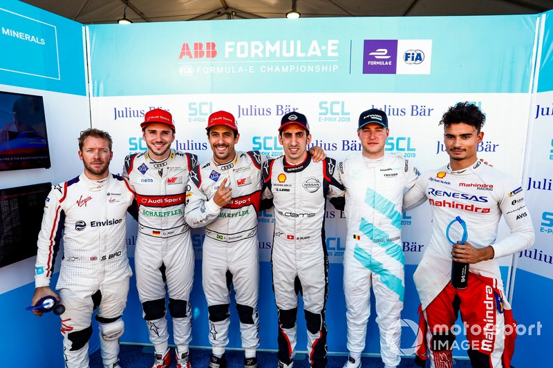 Sam Bird, Envision Virgin Racing,Daniel Abt, Audi Sport ABT Schaeffler, Sébastien Buemi, Nissan e.Dams, Stoffel Vandoorne, HWA Racelab, Pascal Wehrlein, Mahindra Racing, after Lucas di Grassi, Audi Sport ABT Schaeffler takes pole position in super pole 