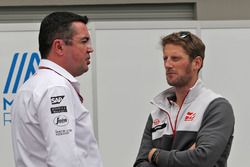 (L to R): Eric Boullier, McLaren Racing Director with Romain Grosjean, Haas F1 Team