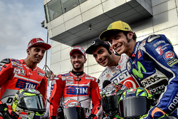 Andrea Iannone, Ducati Team; Andrea Dovizioso, Ducati Team; Danilo Petrucci, Pramac Racing; Valentin