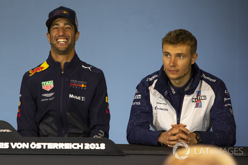 Daniel Ricciardo, Red Bull Racing and Sergey Sirotkin, Williams in the Press Conference