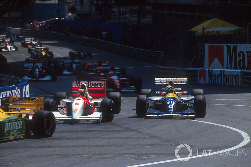 Ayrton Senna, McLaren MP4/8, Damon Hill, Williams FW15C Renault