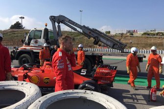 Sebastian Vettel, Ferrari SF90 stops on the side of the track