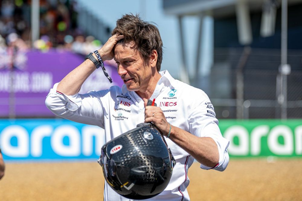 Toto Wolff, Team Principal and CEO, Mercedes-AMG, prepares to give Mario Isola, Racing Manager, Pirelli Motorsport a Pirelli Hot Laps ride in an AMG Mercedes