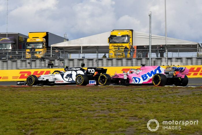 Pierre Gasly, AlphaTauri AT01, Sergio Pérez, Racing Point RP20