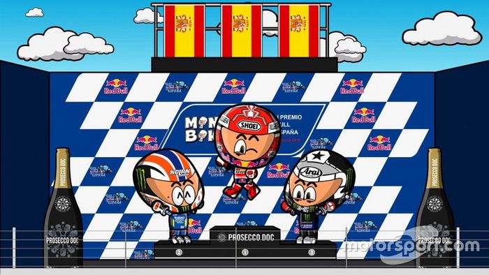 El podio del GP de España de MotoGP 2019, por MiniBikers