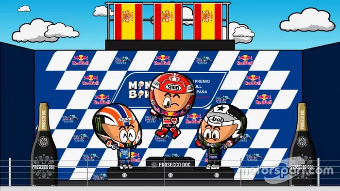 El podio del GP de España de MotoGP 2019, por MiniBikers