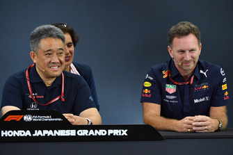 Toyoharu Tanabe, Honda F1 Technical Director and Christian Horner, Red Bull Racing Team Principal in the Press Conference