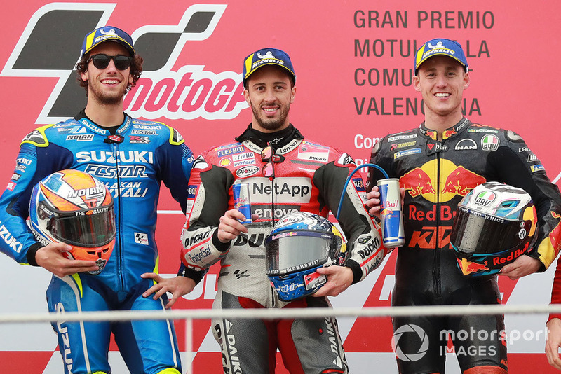 #19 GP de Valencia - Podio: Andrea Dovizioso, Álex Rins, Pol Espargaró