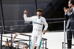 Lewis Hamilton, Mercedes AMG F1, 1st position, arrives on the podium
