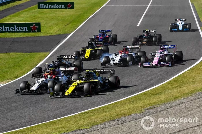 Lance Stroll, Racing Point RP19, Nico Hulkenberg, Renault F1 Team R.S. 19, Antonio Giovinazzi, Alfa Romeo Racing C38, Romain Grosjean, Haas F1 Team VF-19, Sergio Perez, Racing Point RP19