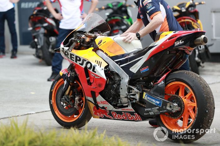 Marc Marquez, Repsol Honda Team's crashed Honda