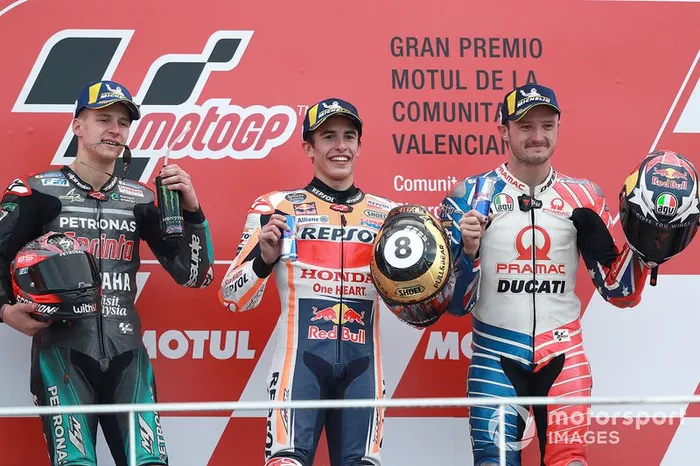 Podio: 1º Marc Marquez, 2º Fabio Quartararo, 3º Jack Miller