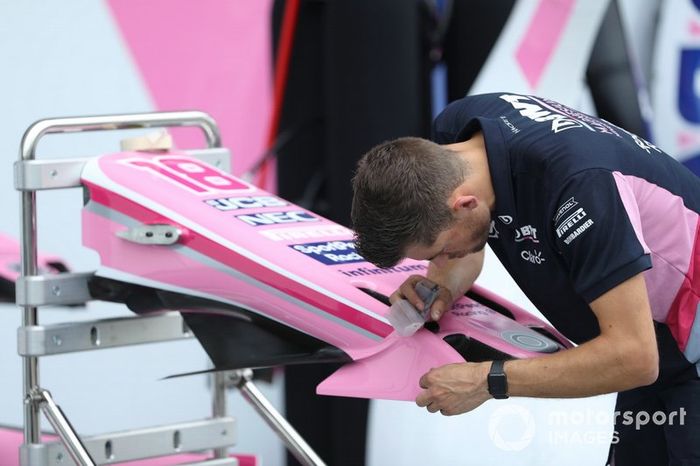 Racing Point RP19 nose detail, of the car belonging to Lance Stroll