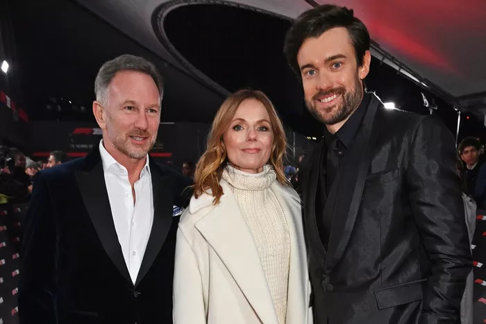 Christian Horner, Team Principal, Red Bull Racing, Geri Halliwell-Horner and Jack Whitehall