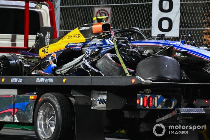 El coche dañado de Franco Colapinto, Williams FW46