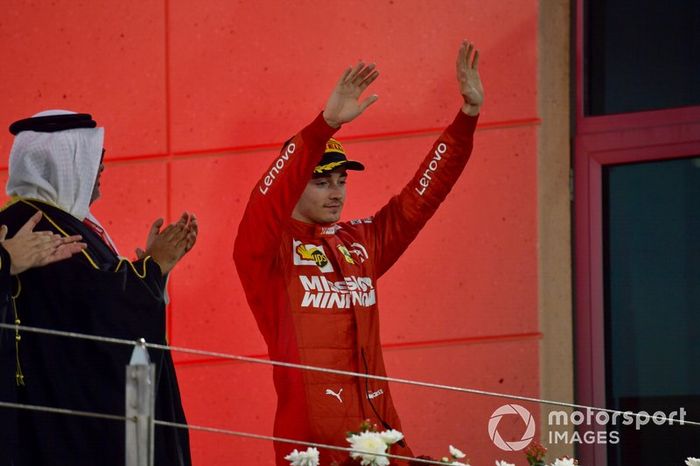 Podio el tercer lugar Charles Leclerc, Ferrari