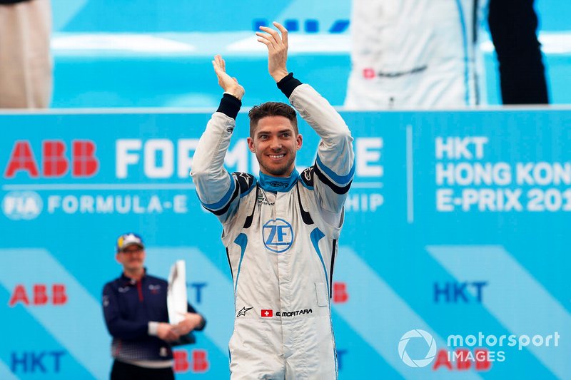 Edoardo Mortara, Venturi Formula E, celebrates on the podium